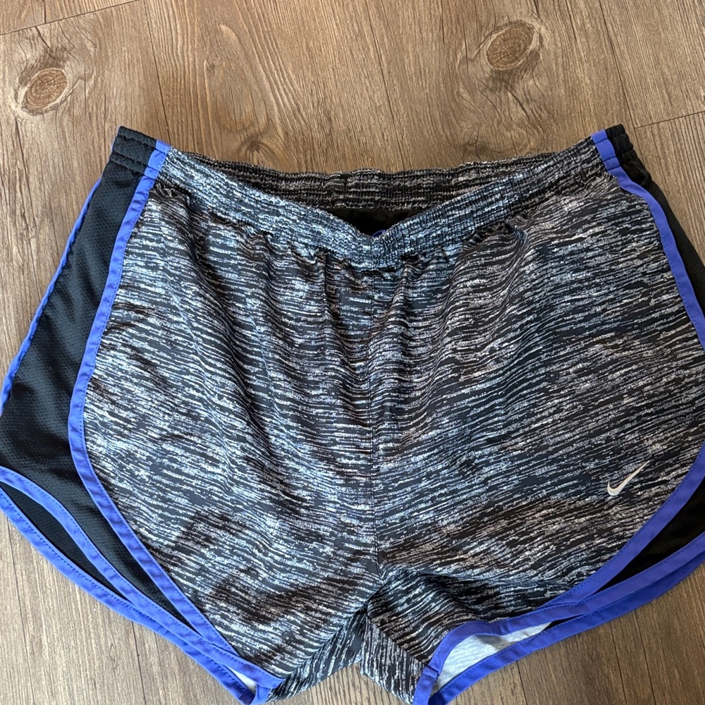 Nike Women's Gray and Blue Athletic Shorts